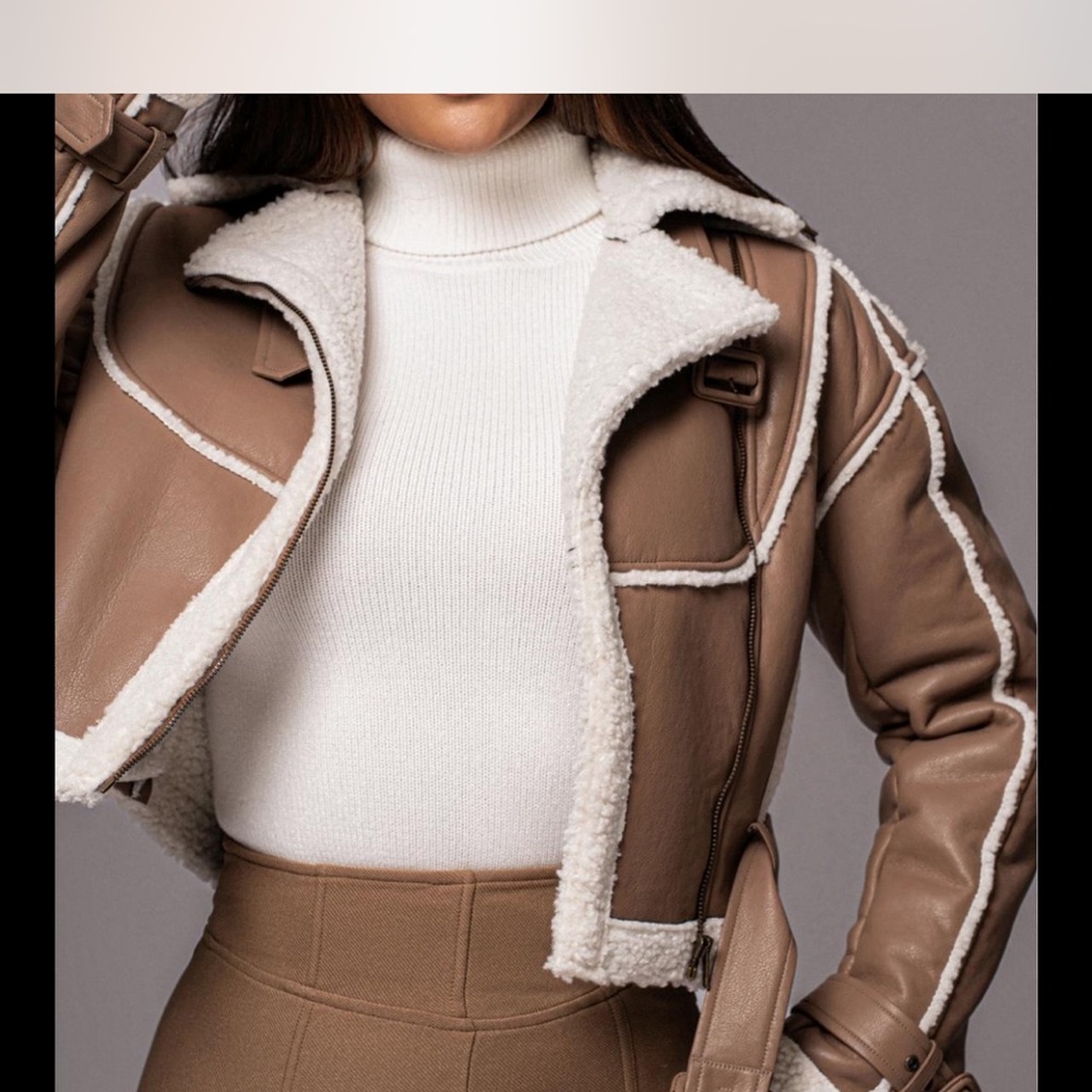 Women's Tan Shearling Jacket